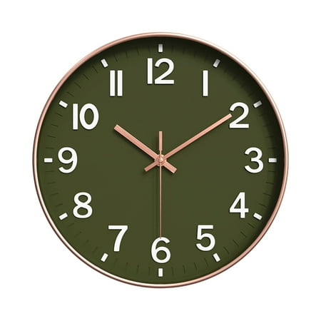 Army Green Wall Clock Silent Non Ticking Battery Operated 12 Inch Modern Analog Decorative for Kitchen office Bathroom Bedroom