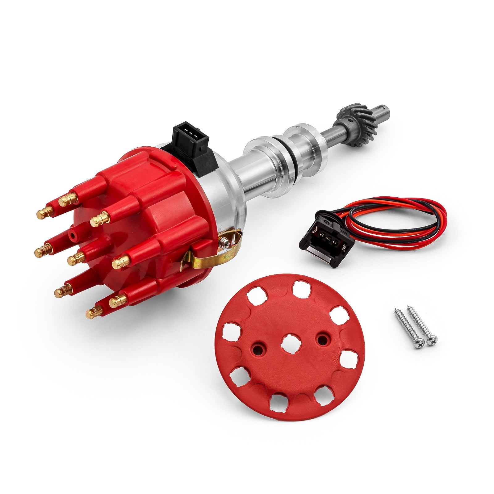Speedmaster PCE376.1225.01 Compatible with Ford 351W Windsor 8020 Series Pro Billet Ready to Run Distributor [Red]