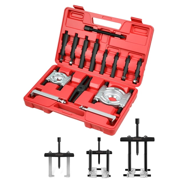DAYUAN 14 Pcs Séparateurs de 2 Pouces et 3 Pouces Kit de Retrait de Roulements Capacité de 5 Tonnes Séparateur de Roulements Ensemble de Tirage avec Boîtier Rouge