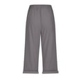thumbnail image 4 of Cyglowse Capris for Women Petite Length Plus Size Pull on Pedal Pushers Dress Capris Summer Wide Leg Casual Cropped Pants with Pockets Dark Gray S, 4 of 4