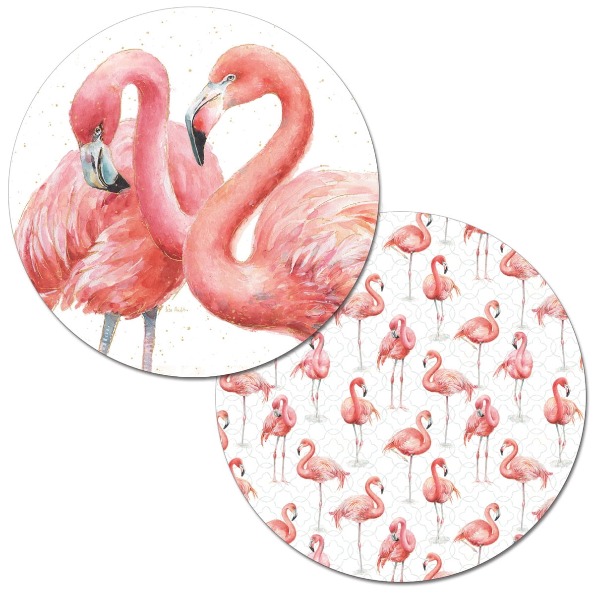 WipeClean Round Reversible Shaped Placemats, Gracefully Pink, Set of 2