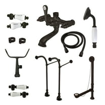 Kingston Brass CCK5175CPL Vintage Freestanding Clawfoot Tub Faucet Package with Supply Line, Hand Shower and Tub Drain, Oil Rubbed Bronze