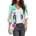thumbnail image 2 of Nrmvnmi Women Open Front Lightweight Cardigan Summer Puff Sleeve Cardigans Fashion Floral Printed Kimono Cardigan Casual Loose Fit Cover Up Blouse Tops, 2 of 6