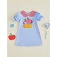 thumbnail image 6 of Toddler Baby Girl Back to School Outfit Puff Short Sleeve Doll Collar Dress Smocked Clothes, 6 of 9