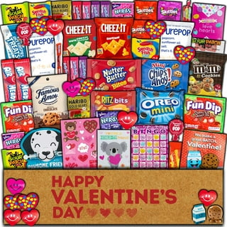 Valentine's Day Gift Care Package (50ct) Snacks Chocolates Candy Gift Box  Assortment Variety Bundle Crate Present for Boy Girl Friend Student College