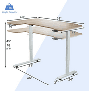 MXTARK 59-Inch Large Electric Height Adjustable Computer L-Shaped Desk with Memory Controller Corner Standing Desk Modern Workstation with Splice Board Game Ergonomic