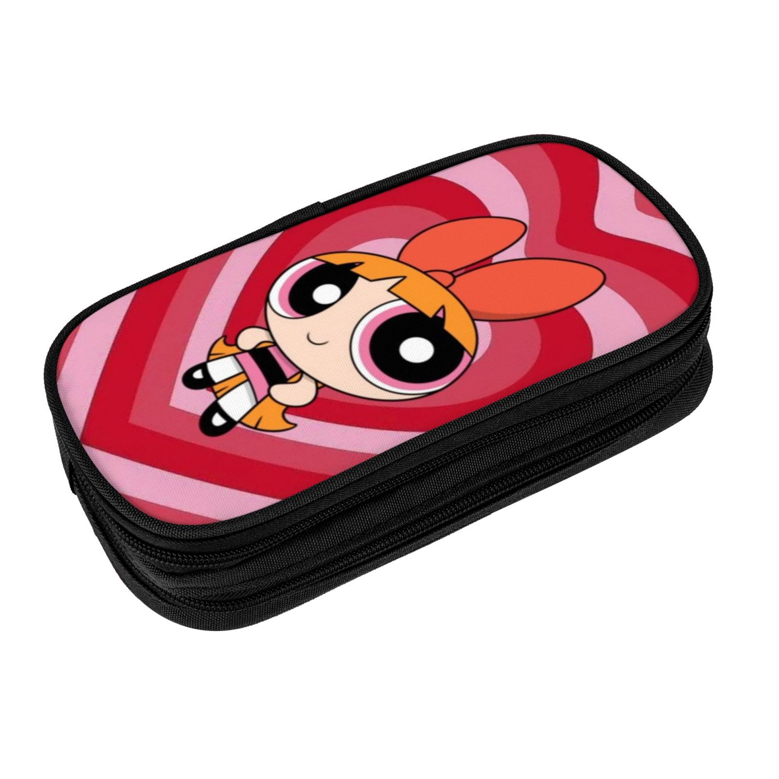 The Powerpuff Gi-rls Pencil Case Large Capacity Pencil Pouch Pen Bag Office Stationery Organizer Travel Makeup Bag Black