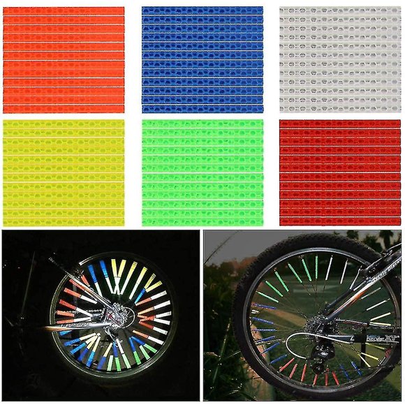 72 Pcs 6 Colors Spoke Reflectors Bicycle Reflectors Spoke Reflectors Special Tube Spoke Reflector Reflective Mount Clip