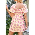 thumbnail image 5 of Women's Floral Square Neck Puff Sleeve Pleated Midi Dress with Flared Hem for Versatile Casual Party 100% Cotton, 5 of 18