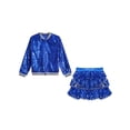 thumbnail image 5 of Miutii Kids Girls Two Piece Modern Jazz Dancewear Sequins Latin Dance Skirts Outfits Hip Hop Performance Clothes Set Royal Blue 12, 5 of 6