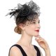 thumbnail image 2 of Sombrero tocado para mujer, diadema para fiesta de té, Kentucky Derby, boda, flor, cóctel, plumas de malla kaili Sencillez, 2 of 5