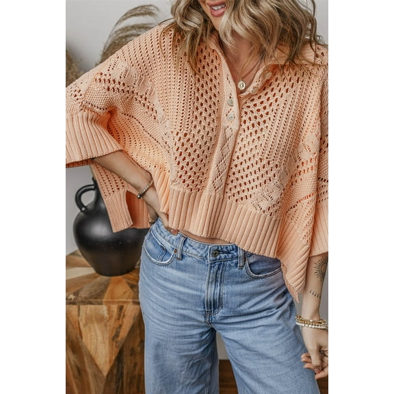 Plusashion Vibrant Apricot Knit Sweater - Elevate Your Wardrobe!