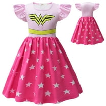 Supergirl Girls Dress Halloween Cosplay Outfit Hero Fancy-Dress Costume for Little Girls, 3-8 Year