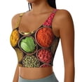 thumbnail image 2 of Bixox Women's Spices And Herbs Pattern Fitness Navel Tank Top U-Back Yoga Tank Top Sweatshirt Sports Bra, 2 of 7