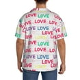 thumbnail image 3 of KLL gray stripes and hearts Print Men's Shirt Short Sleeve Button Down Summer Cuba Beach Shirts-Medium, 3 of 5