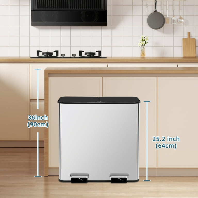 Kitchen Trash Can, 21.2 Gallon Garbage Can with Dual Inner Bins