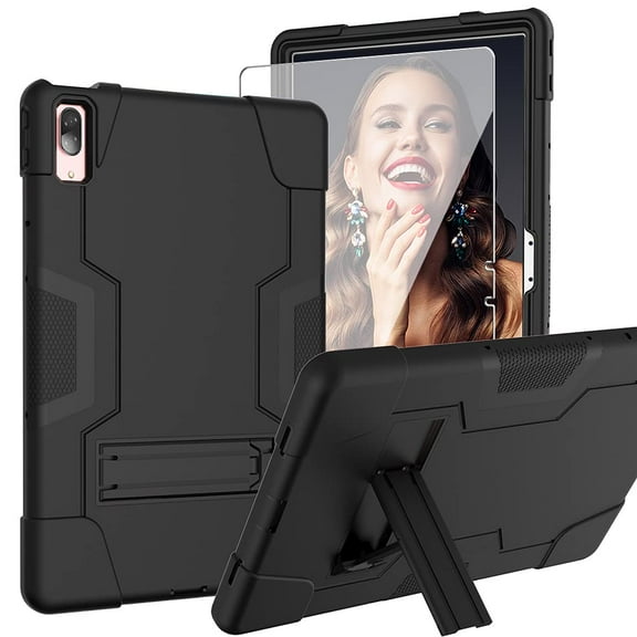 FIEWESEY for Lenovo Tab P11 Pro Tablet Case ,Drop-Proof Shock-Resistant Rugged (with Stand) Hybrid casefor Lenovo Tab P11 Pro 11.5 inch (Model:TB-J706F/J706L) Screen Protector (Black/Black, 1 Pack)