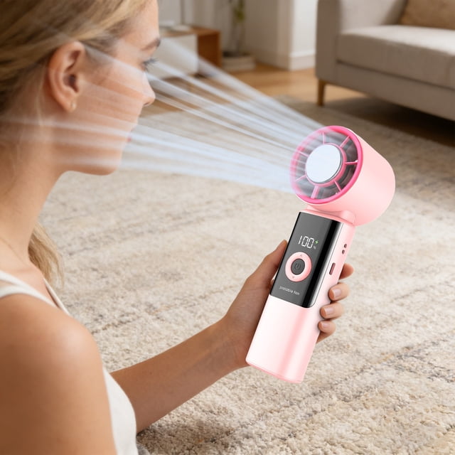 Rewenti 100-Speed Ice Compress Handheld Fan Usb Rechargeable, Portable Quiet Ice Cooling Fan for Outdoor Sports Daily office Use