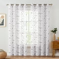 thumbnail image 2 of Curtainking Sheer Curtains 84 inches Embroidered Leaf Window Curtains for Living Room Grommet Top 2 Panels Voile Drapes for Bedroom Grey on White, 2 of 8