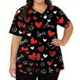 thumbnail image 3 of Hearthz Plus Size Valentines Scrub Tops Women Love Heart Print V Neck Short Sleeve Nursing Uniform Side Slit Womens Work Clothes with Pockets S-5xl, 3 of 5