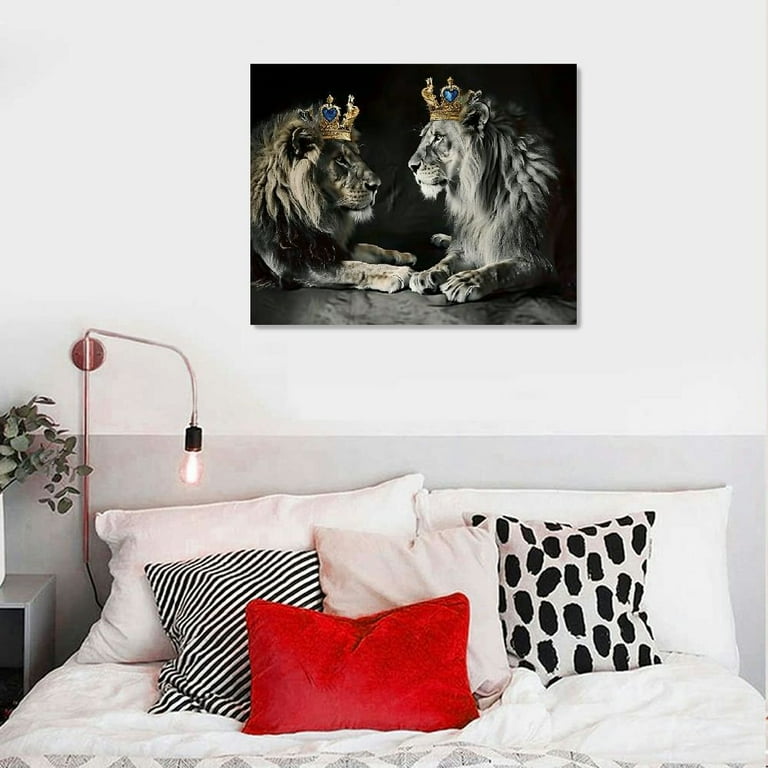 Lion Lioness Zodiac Drawing Black White Illustration Animal Art Print Africa selling Head Nursery Kids Room Decor, Bedroom Poster set 2 HIM HER