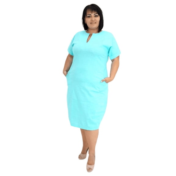 Knee Length Dress With Turn Up Sleeve