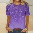 thumbnail image 3 of TKLPEHG Womens Dressy Tops Short Sleeve T Shirts Crew Neck Comfy Casual Loose Fashion Print Graphic Tee Summer Fashion Outfits (Purple,XXXXXL), 3 of 4