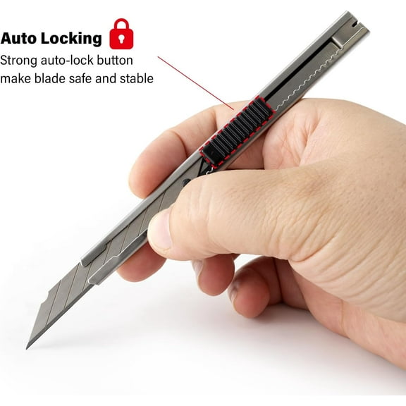 DASAW-Wrapping Paper Cutter Utility knife 9mm Stainless Steel Handled Lockable Box Cutter with 30 Degree Snap Off Blades for Vinyl Film Cutting,Craft Knife,Window Tint Gift Wrap Cutter