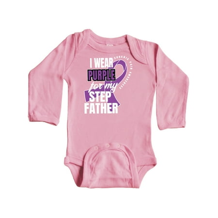 

Inktastic Chronic Pain I Wear Purple For My Step Father Gift Baby Boy or Baby Girl Long Sleeve Bodysuit