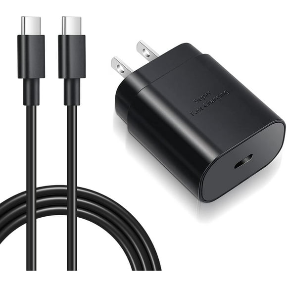 Samsung 25W USB-C Super Fast Charging Wall Charger with USB-C Cable - Black - Open Box (Bulk Packaging)
