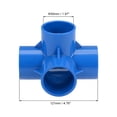 thumbnail image 2 of Conector de tubería en forma de codo de 4 vías Uxcell, grado de muebles, tamaño de 1-1/2 pulgadas, accesorios de esquina en forma de T, azul, 2 of 2