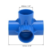 Uxcell 4-Way Elbow Pipe Fitting Furniture Grade 1-1/2-inch Size Tee Corner Fittings Blue