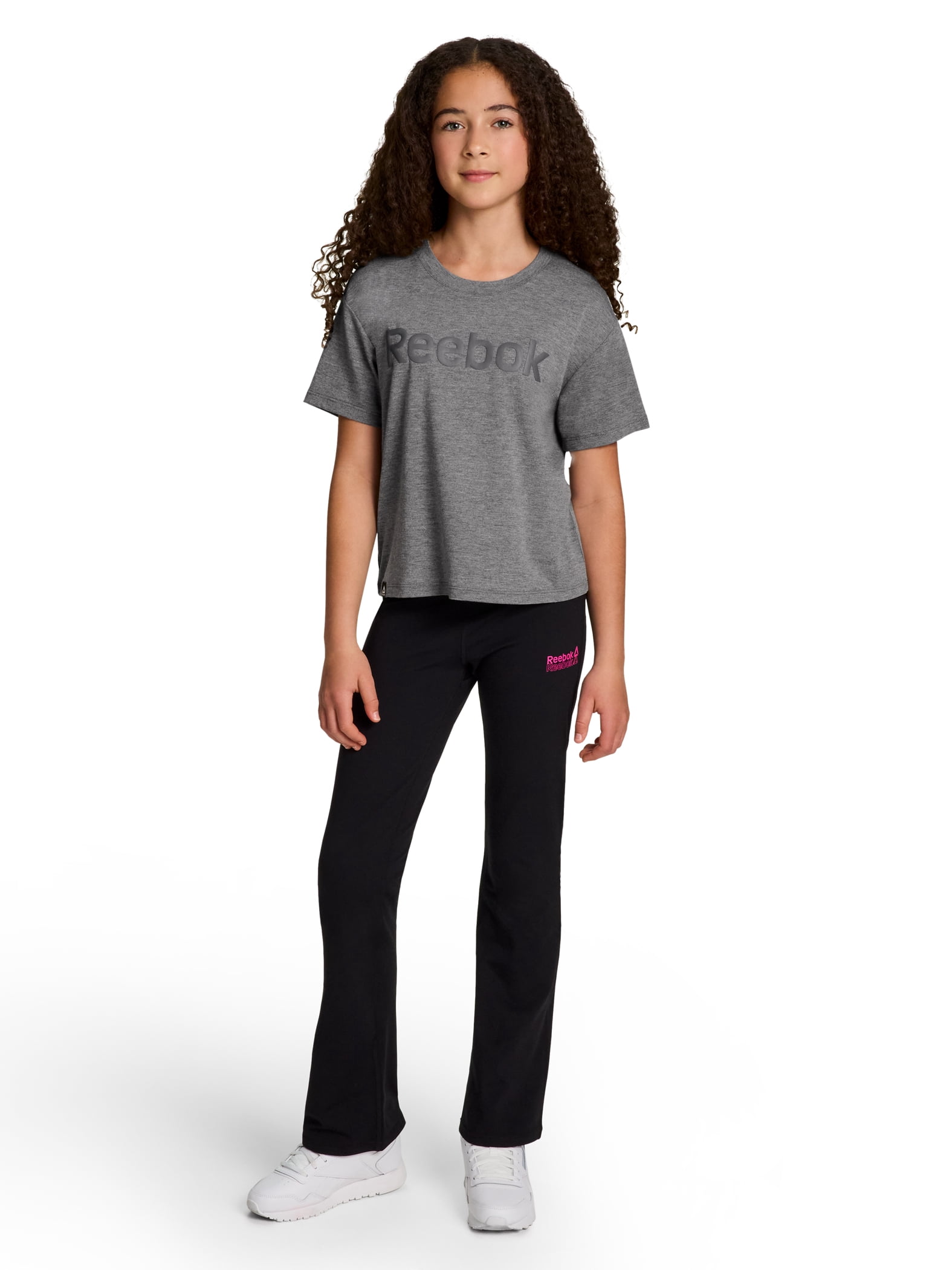 Reebok Girls Relay Slinky Jersey Cropped Short Sleeve T-Shirt, Sizes 4-18