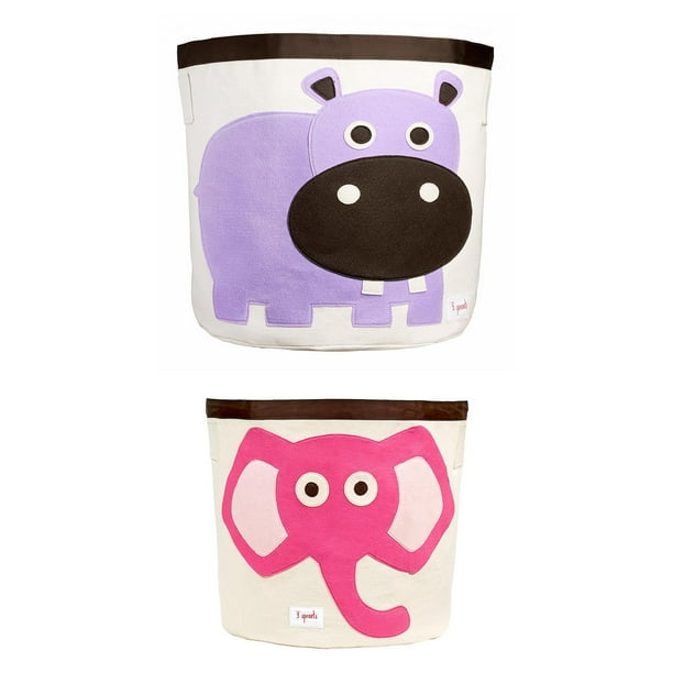 3 Sprouts Baby/Toddler Storage Laundry Toy Basket, Hippo and Elephant