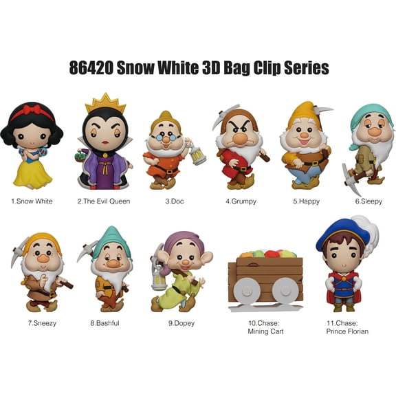 Disney 3D Figural Bag Clip Snow White Series 1 Mystery Pack (1 RANDOM Figure)