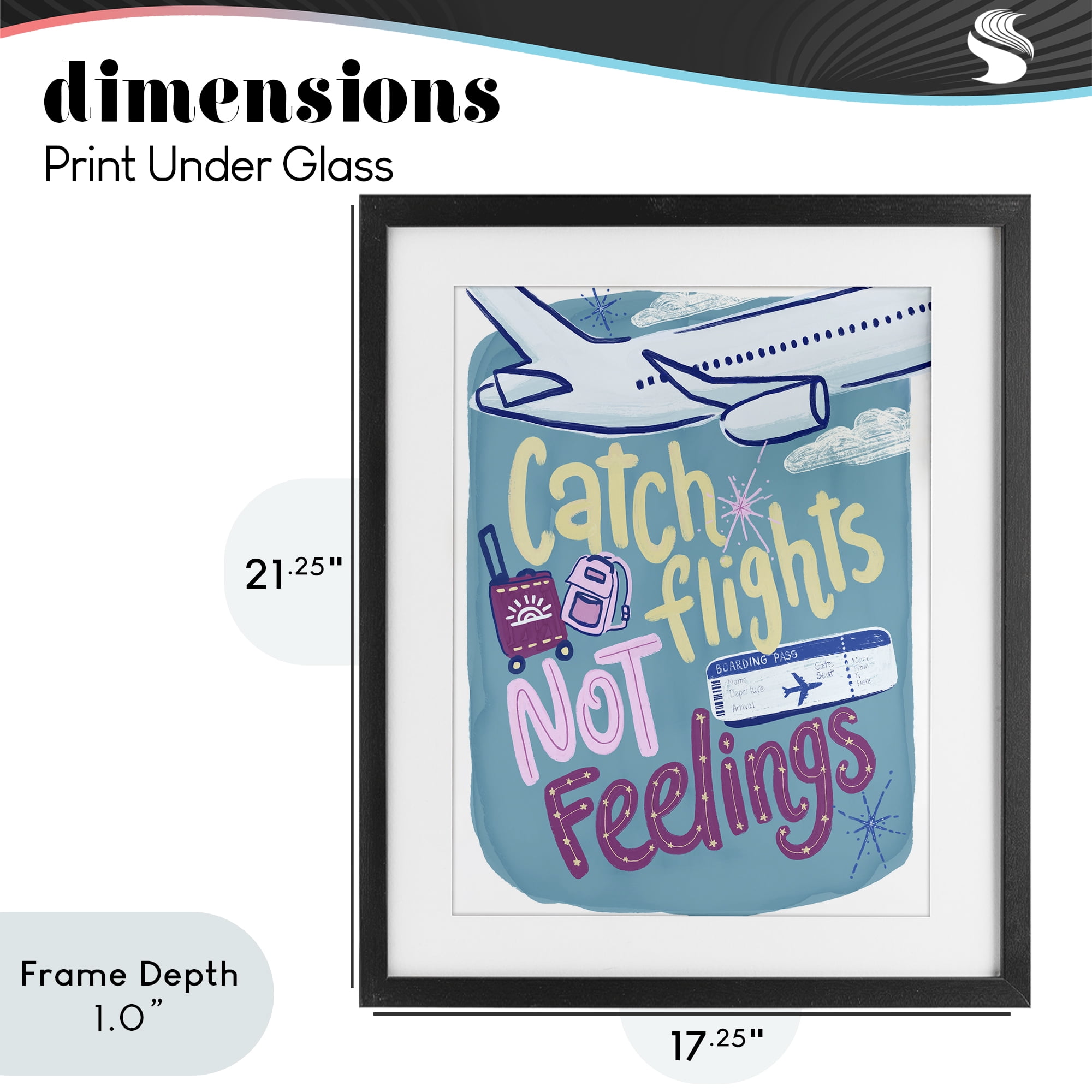 Stupell Industries Catch Flights Not Feelings Black Framed Print Under Glass, design by Connie Summers