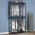 thumbnail image 1 of Tribesigns Free-standing Closet Organizer with 3 Storage Shelves and 2 Hanging Rod, Large Standing Clothes Garment Rack, 1 of 7