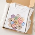 thumbnail image 6 of Faux Patchwork Daisy Graphic T-Shirt, Floral Unisex Classic Fit Tee, 6 of 9