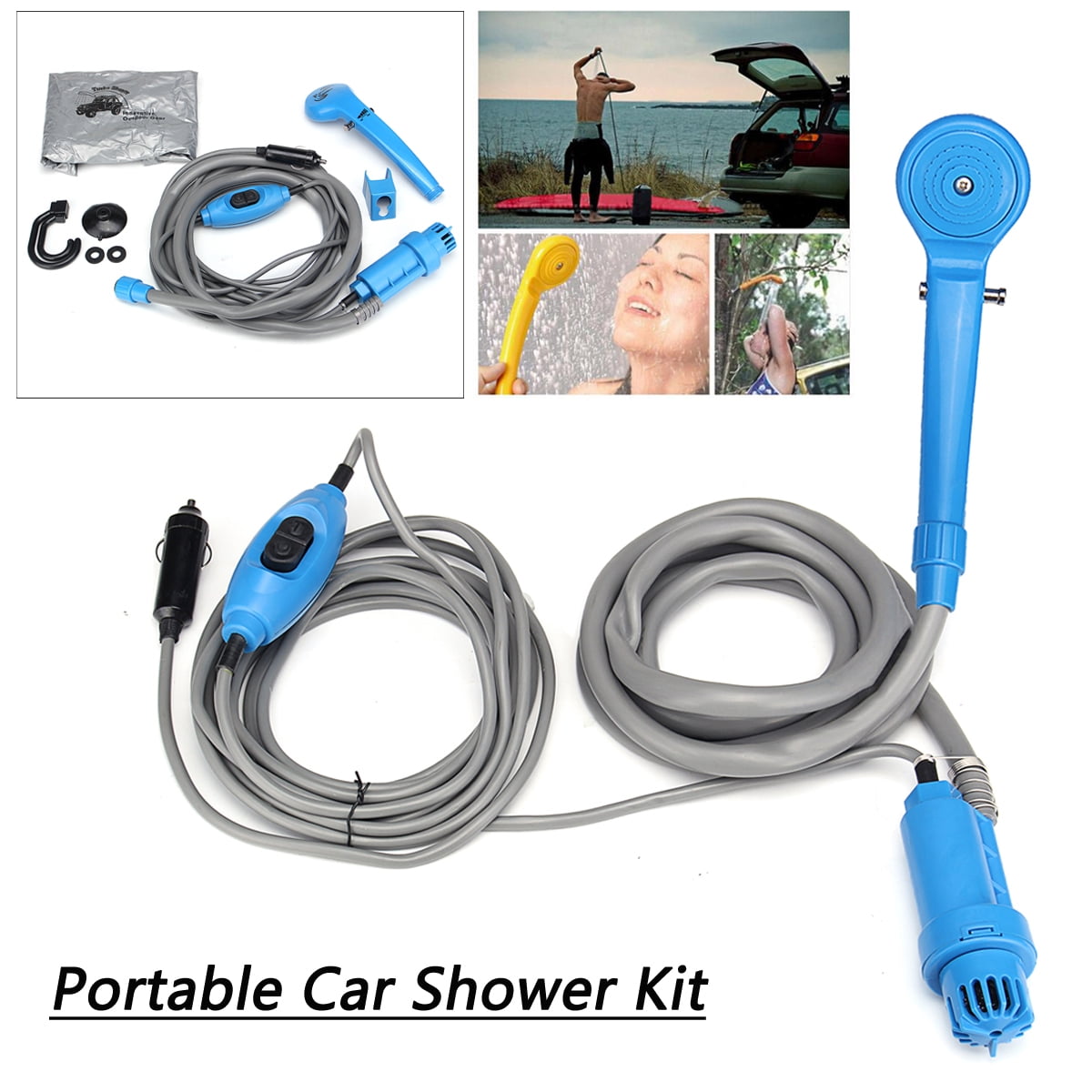 12V Camping Car Shower Spray Pump Kit Portable Vehicle Travel Hiking Tool 