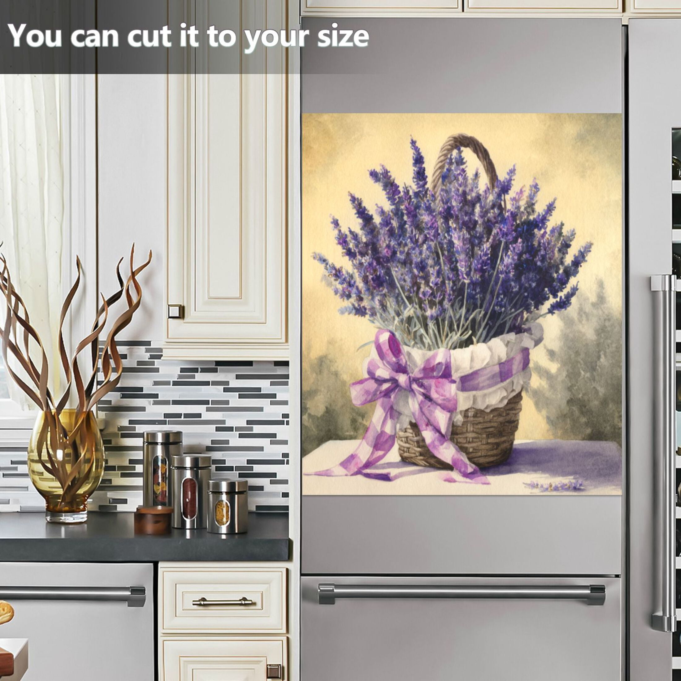 Dishwasher Magnetic Refrigerator Magnet Cover Sticker Home Decorative 23"x26" A Basket Of Purple Lavender