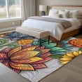 thumbnail image 4 of Vintage Floral Boho Area Rugs 6'x9', Washable Small Throw Rugs for Kitchen Dining room, Abstract Art Modern Flowers Indoor Outdoor Rug Non-Slip Low Pile Carpet Runner Reversible Floor Mats, 4 of 8