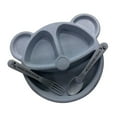 thumbnail image 4 of Ensemble de 3 Pcs Assiette Alimentaire Compartimentée en Paille de Blé en Forme d'Ours Plateau de Repas avec Cuillère et Fourchette Bol d'Alimentation pour Enfants (Bleu), 4 of 9