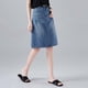 thumbnail image 4 of Falda midi vintage de denim con corte en A y cintura alta para mujer - Falda informal de verano adelgazante para tallas grandes, 4 of 8