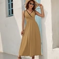 thumbnail image 5 of Flesh Color Womens Night Club Maxi Dress V Neck Sleeveless Bohemia Long Dresses, 5 of 9