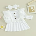 thumbnail image 3 of Toddler Baby Girl Fall Dress Ribbed Long Sleeves A-line Princess Dresses with Headband, 3 of 8