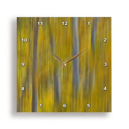 3dRose, California, June Lake. Aspens in Fall golden color, blur motion, 15x15 Wall Clock