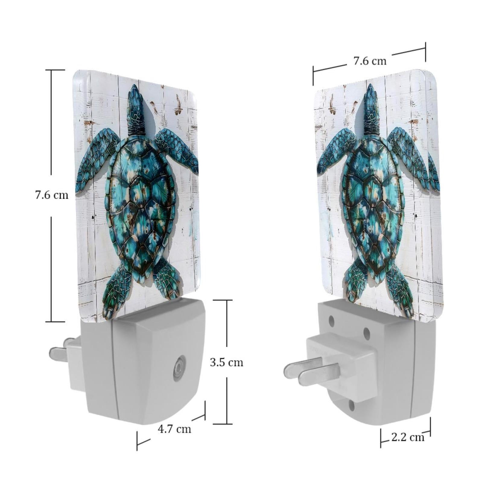 PhooArto Sea Turtle Wooden Board Plug in LED Night Light Auto Sensor Dusk to Dawn Decorative Night for Bedroom, Bathroom, Kitchen, Hallway, Stairs, Baby's Room, Energy Saving
