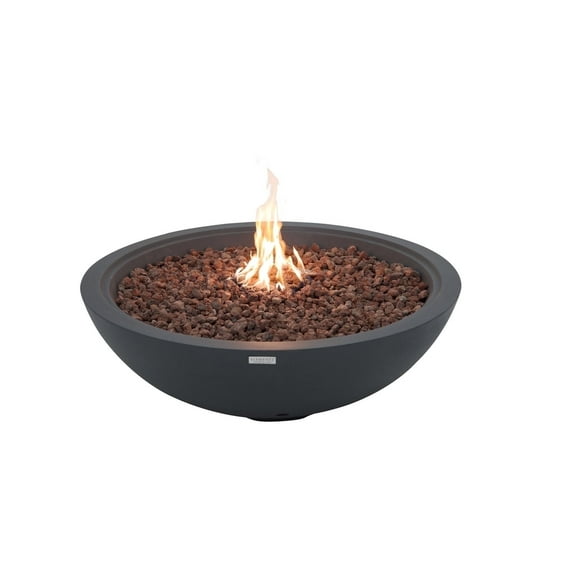 Sol Living Rose Bowl Natural Gas Fire Pit for Outside Outdoor Firepit Table Firepit Concrete Fire Table Patio Heater Fireplace Lava Rock 60,000 BTUs - Dark Grey, 48 x 48 Inches