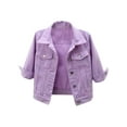 thumbnail image 6 of Miutii Women's 3/4 Sleeve Cropped Distressed Denim Jacket Basic Button Down Jean Coats Purple L, 6 of 7