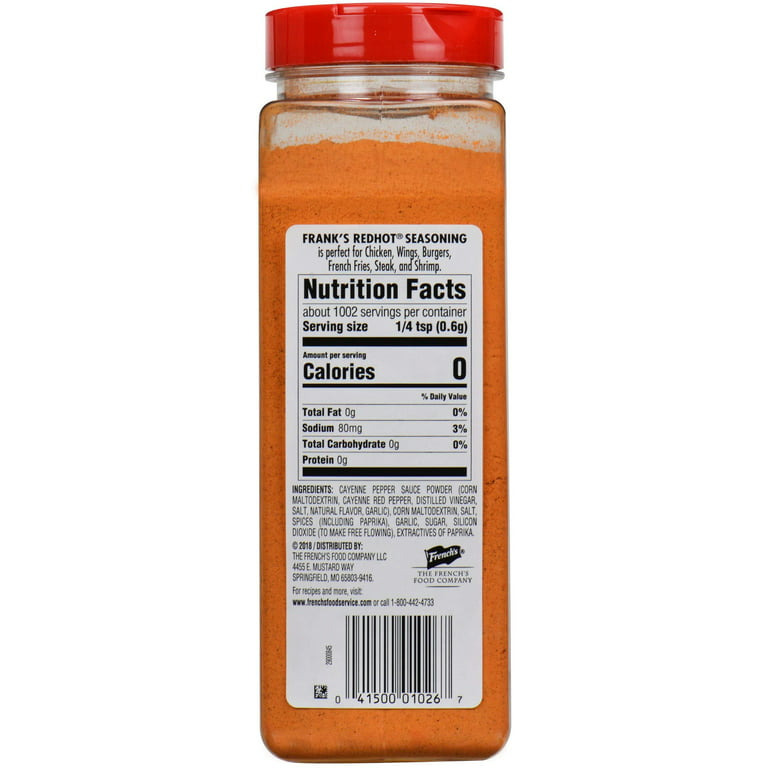 Frank's RedHot Original Seasoning, 21.2 oz - One 21.2 Ounce Container of  Hot Sauce Seasoning Blend of Savory Garlic and Spicy Cayenne Pepper,  Perfect